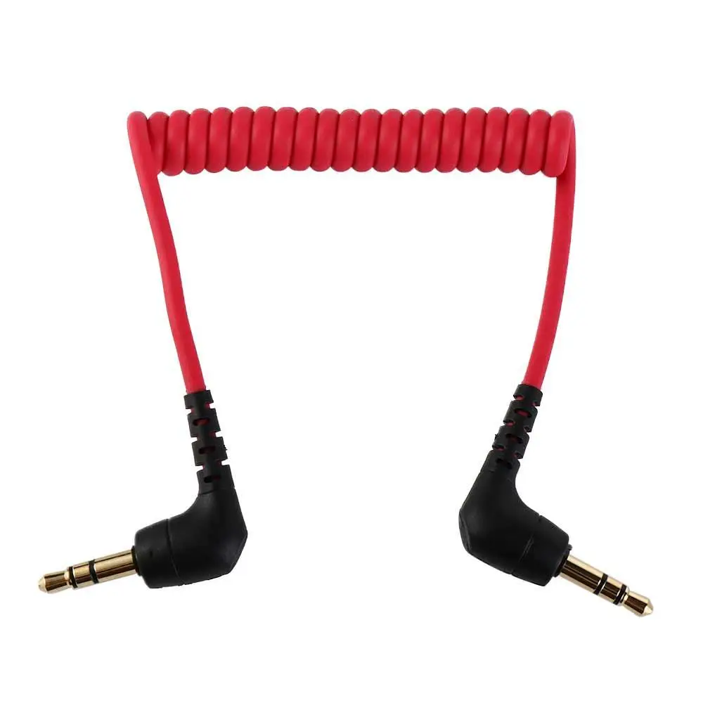 Cable adaptador de cámara de micrófono, accesorios de cámara, Cable de resorte de 3,5mm, Cable TRS a TRS, Cable de micrófono en espiral para cámara