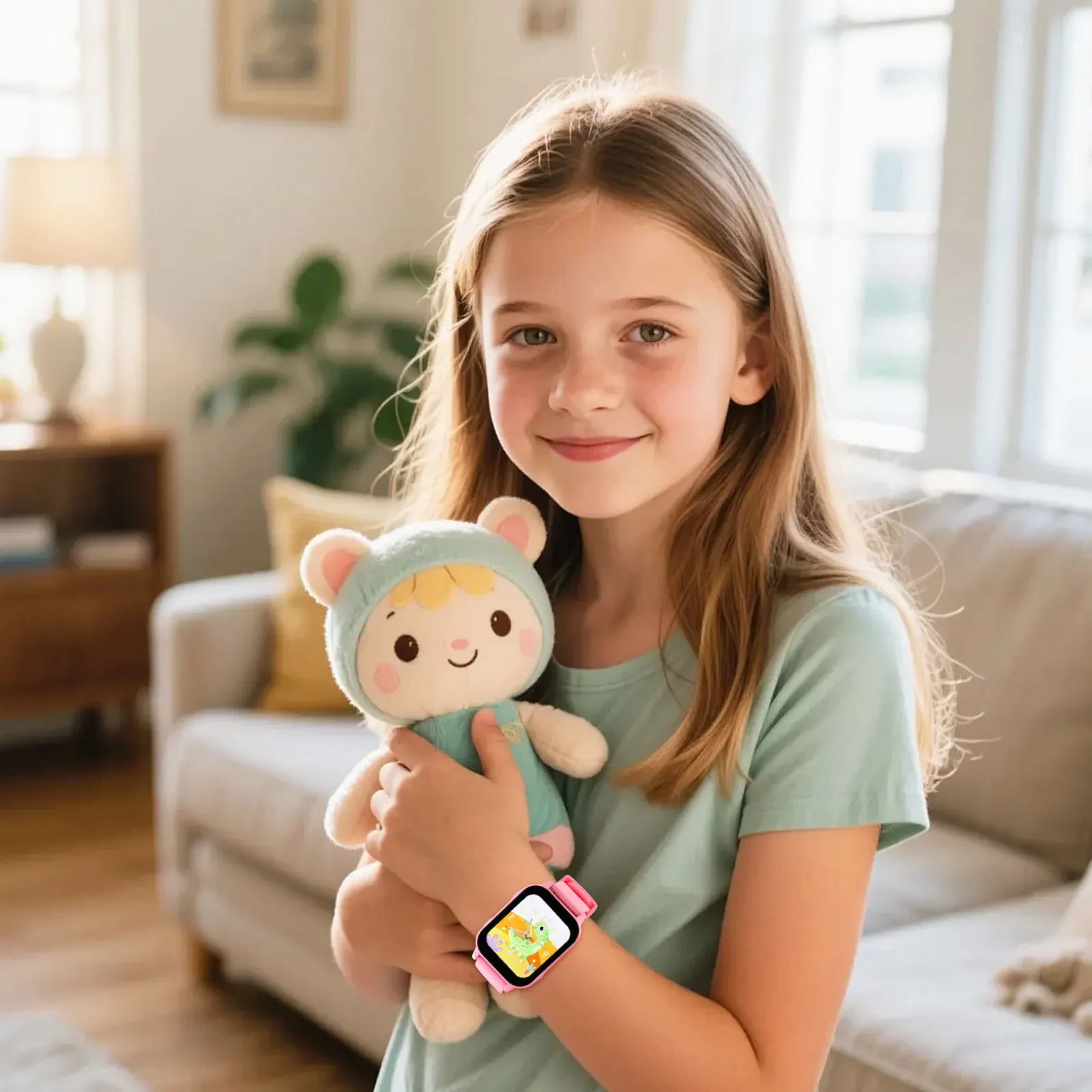 子供用スマートウォッチ-教育ゲーム-デジタルストップウォッチ-歩数計-アラーム-電卓-音楽プレーヤー-男の子-女の子向け-ピンク-軽量