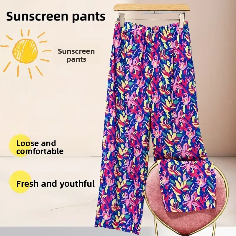 

Женские свободные повседневные пляжные брюки Amber с модным принтом, защитой от солнца и эффектом охлаждения, для дома и пляжа