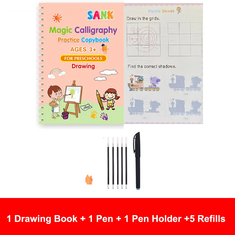 Sank Magic Practice Schrift Pen Kleuterschool Kinderen Kalligrafie Engels Verison Gratis afvegen Kinderen Herbruikbaar schrijfboek