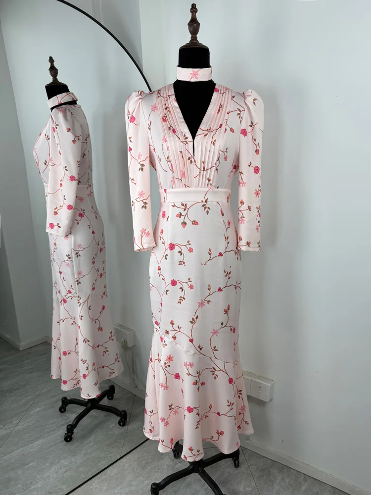 Elegant V-Neck High Waist Maxi Dress for Women - Party & Evening