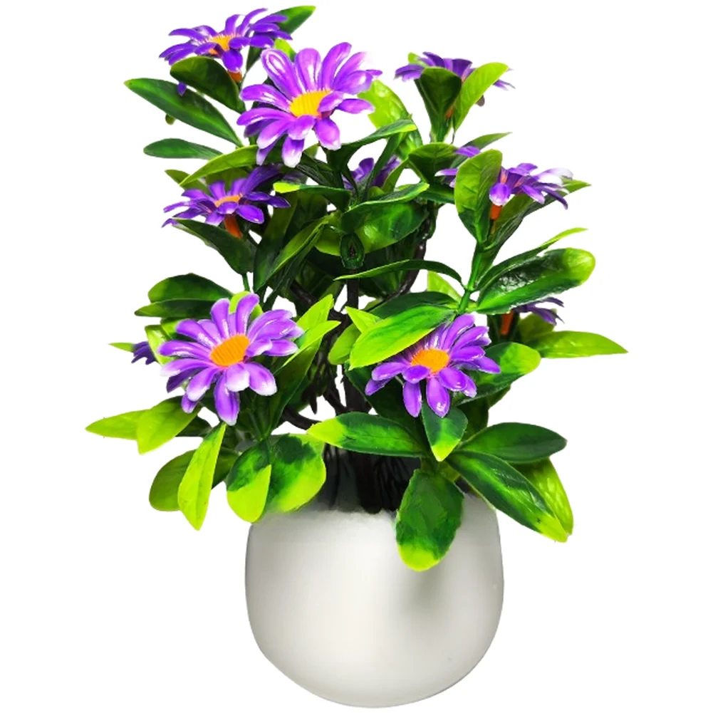 12-Piece Realistic Daisy Flower Arrangement Set for For home Office Desk Shelf Decoration Plastic Artificial Potted Plants