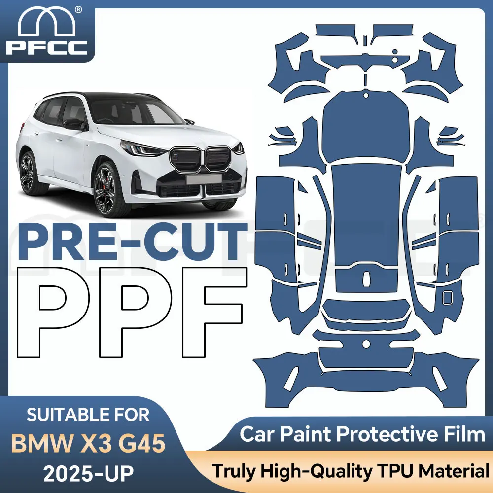 

Для BMW X3 G45 Sport 30 M50 M Sport 2025 8,5Mil Автомобильная предварительно вырезанная защитная пленка для краски Полная автомобильная пленка против царапин Внешняя пленка из ТПУ PPF