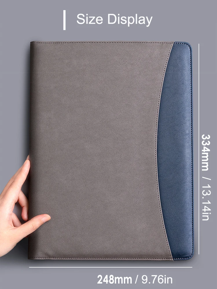 A4 Business PU Leather Padfolio Portfolio Folder for Paper Press Document Clipboard Splices Folder Meeting Writing Pad Office