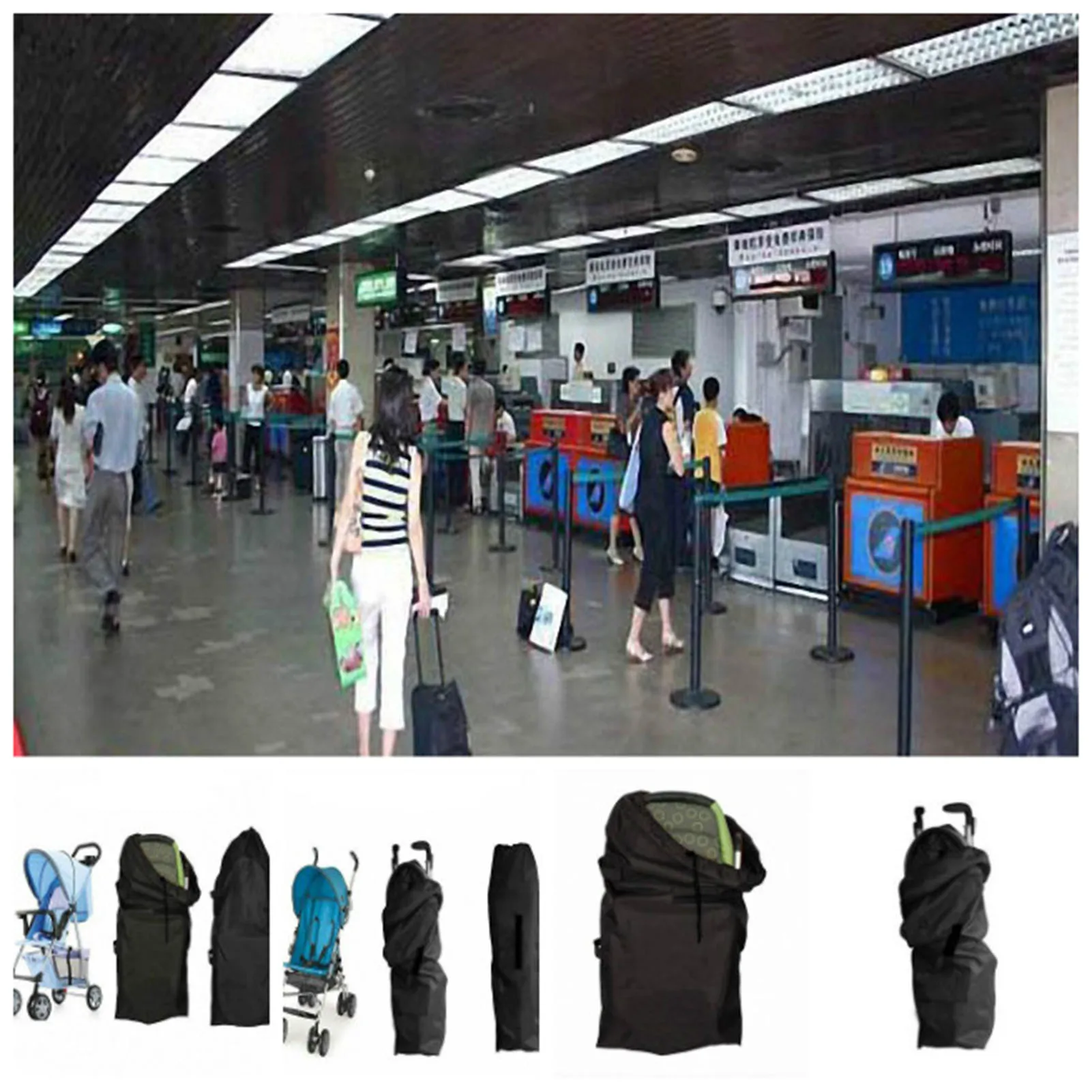Large Foldable Stroller Storage Bag Compact and Lightweight Travel Bag Suitable for Airport Train Station