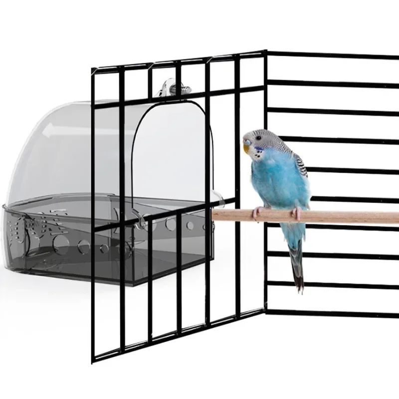 Large Size Pet Bird Perch Shower Bath Cage Basin Parrot Bath Basin Supplies External Food Bowl Sleeping Nest Birds Accessories