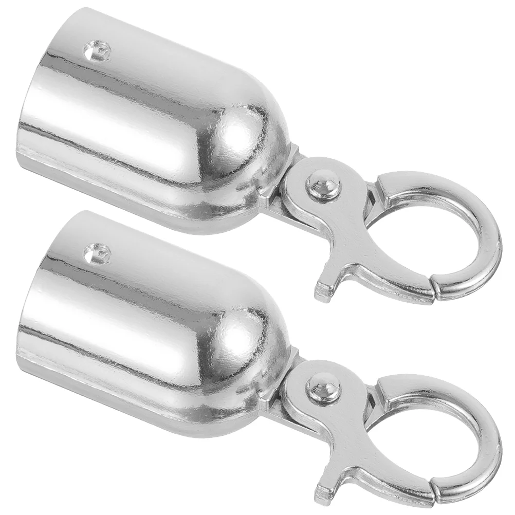

2 Pcs Wall Hooks for Coats Rope End Stop Snap Stopper Cord Ends Cap Silver Metal Lock