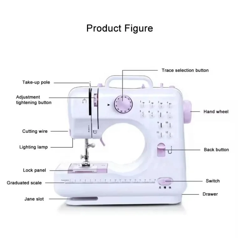 Portable Mini DC Power Pedal Sewing Machine Household Knitting Electrical Cheap 505A Sewing Machine Manual Feed Made Plastic