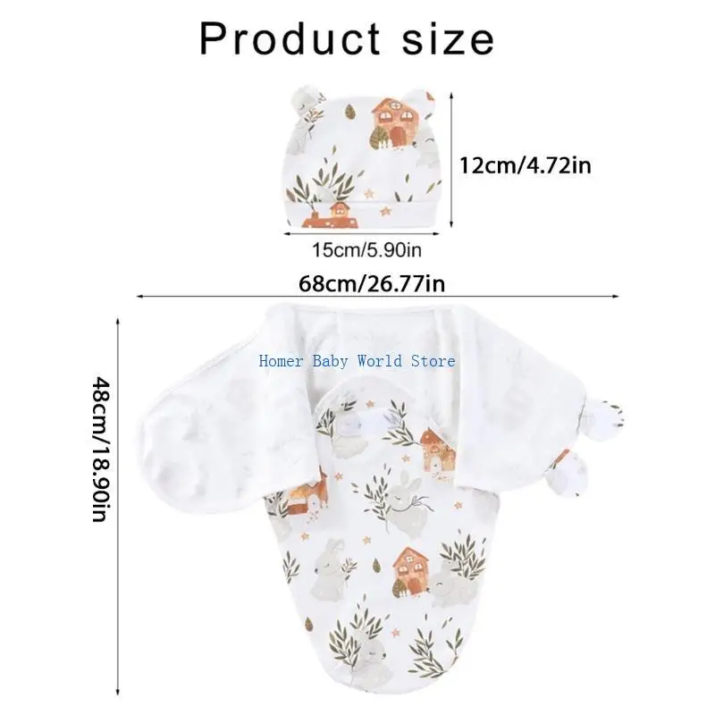 B2QD Baby أكياس أساسية مع قبعة قابلة للتنفس أكياس نوم أكياس نوم غطاء قطن التفاف للمواليد حديثي الولادة 0-6 أشهر