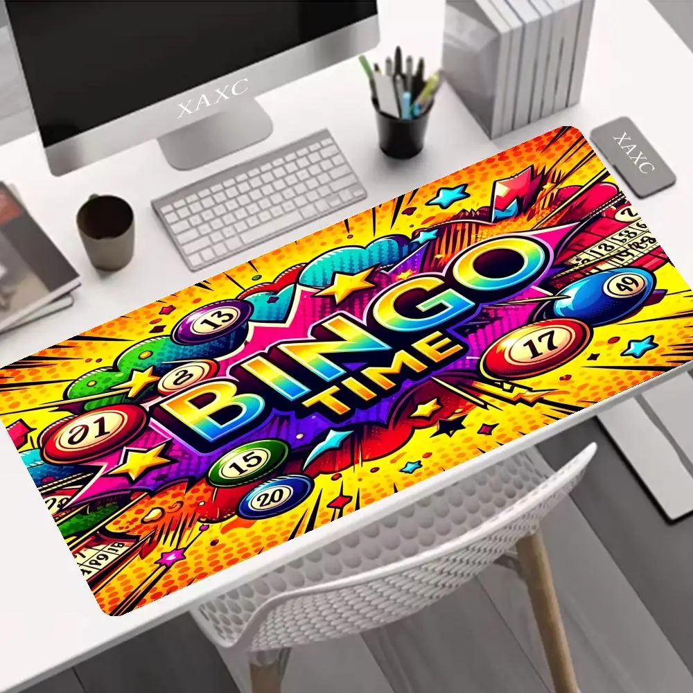 Bingo Party Colorful Numbers Retro Graffiti Gaming XAXC Non-Slip Rubber with Lockedge large Desk Mat for Office Accessories