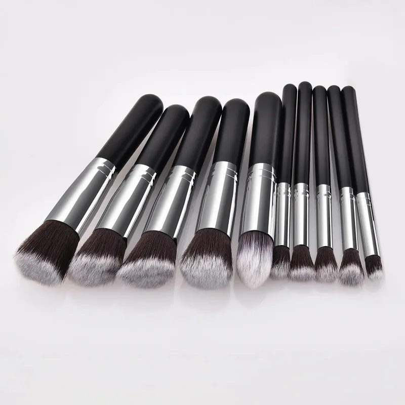 10 Pcs/kit Soft Fluffy Professional Synthetic Makeup Brush Set Cosmetics Foundation Blending Blush Contour Makeup Tools
