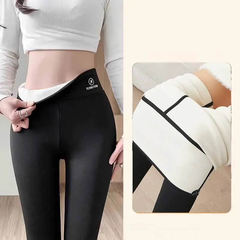 Women Winter Warm Leggings Lamb Fleece Lined Shark Yoga Pants Fashion High Waist Plus Size Body Shaping Outdoor Pants
