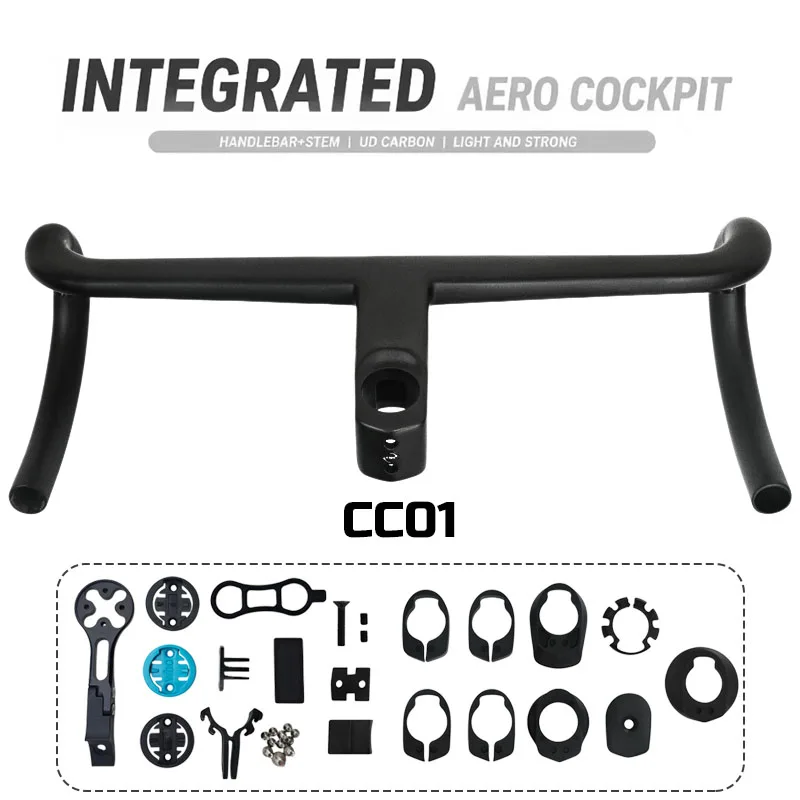 CC01 Same‑Style Carbon Integrated Road Drop Handlebar Internal Cable Routing 28.6mm 370/390/410/430mm Bike Parts