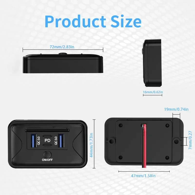 4-Port Vehicle Charger, 120W High-Power Charging Hub for RV/Bus/Marine Use