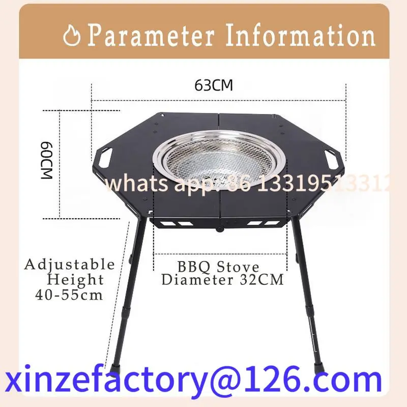 Customizable SmiloDon Camping Folding Barbecue Table Octagon Aluminum Alloy Table Ultraligh