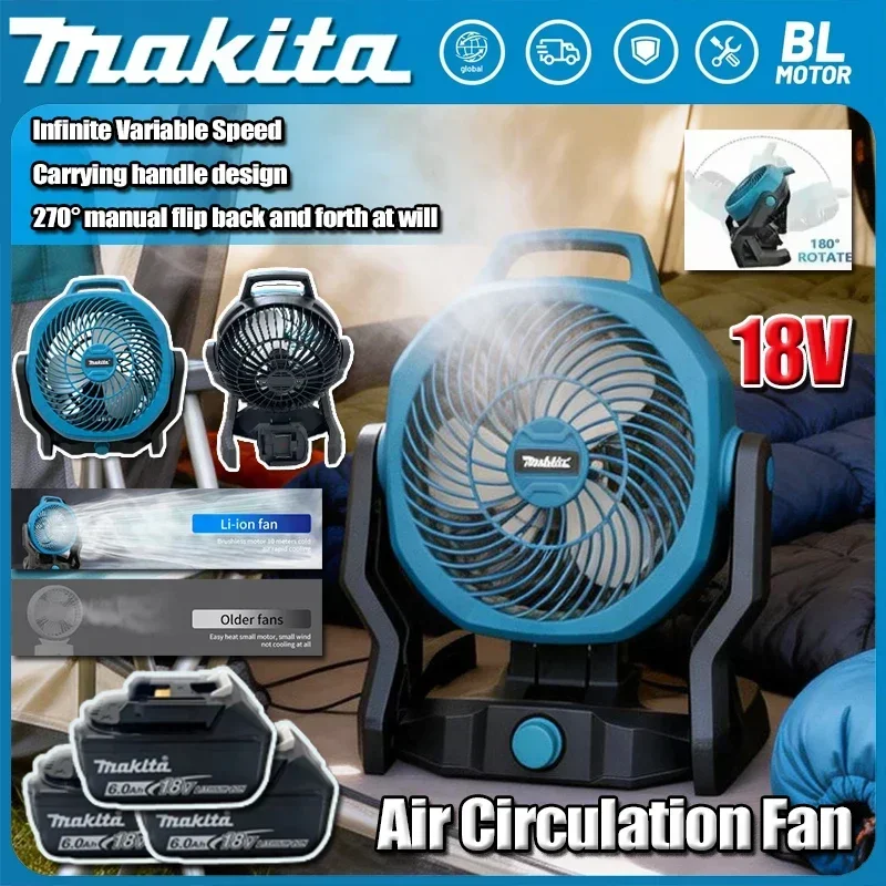 

Аккумуляторный электрический вентилятор Makita для кемпинга, беспроводной вентилятор-циркулятор воздуха с поворотной головкой, вентилятор для палатки, электроинструмент