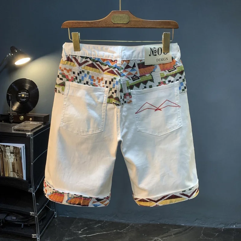

Men's Denim Shorts 2026 Summer Jacquard Embroidered, Straight Cut, Daily Casual Fashion, 5 Inches Long
