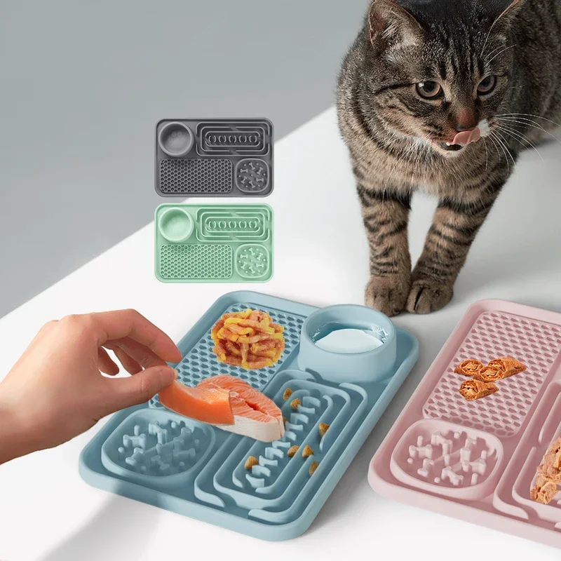 Anxiety Relief Pet Slow Feeding Pad Boredom Reducer Silicone Licking Pad With Wet And Dry Food Suckers