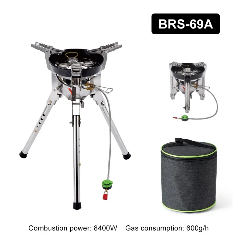 BRS-69 Krachtige 4360W Buiten Gasfornuis, Verstelbare Hoogte, Opvouwbare Gasbrander, Camping, Picknick, Winddicht Fornuis, Kookaccessoire