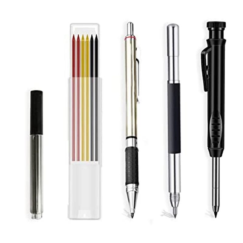 

Solid Carpenter Pencil Kit With 15 Refills,Mechanical Carpenter Pencil With Double Head Engraving Mark Pen Promotion