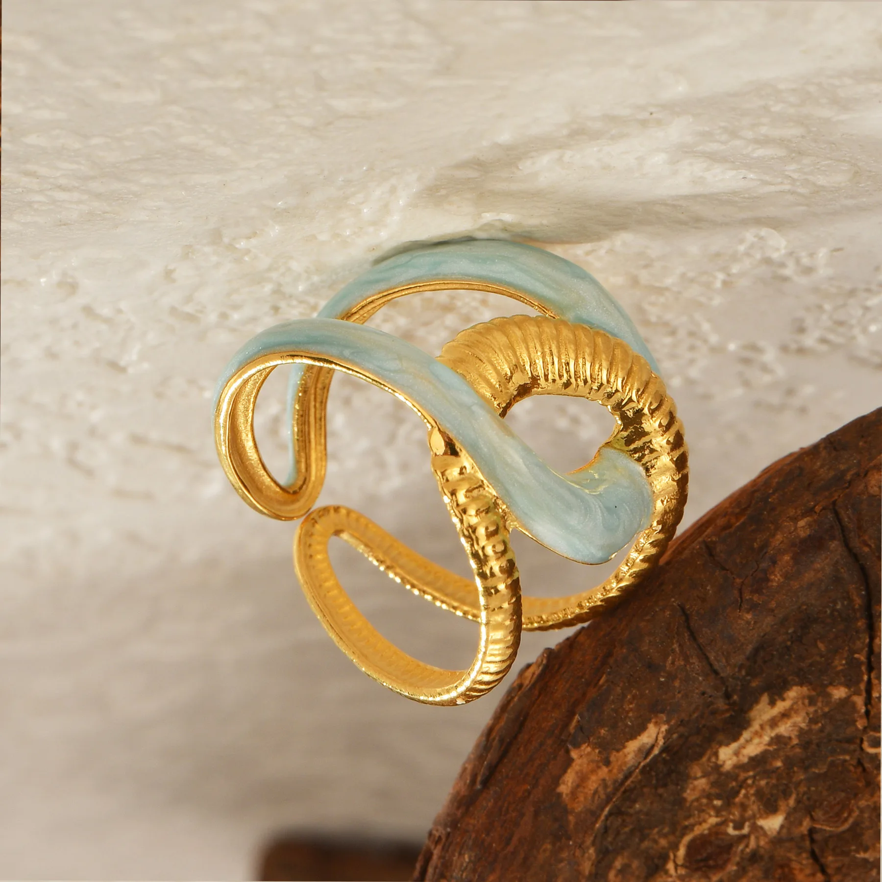 Freeteeme Trendy Oil Dripping New Rings for Women Accesories Stainless Steel Adjustable Gold Plated Rings for You Jewelry Gift