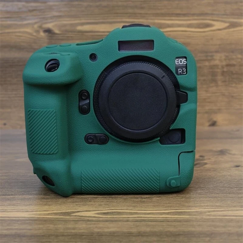 캐논 EOS R3 카메라 가방 케이스, 부드러운 고무 케이스 실리콘 보호 케이스 + 강화 유리 LCD 보호 필름