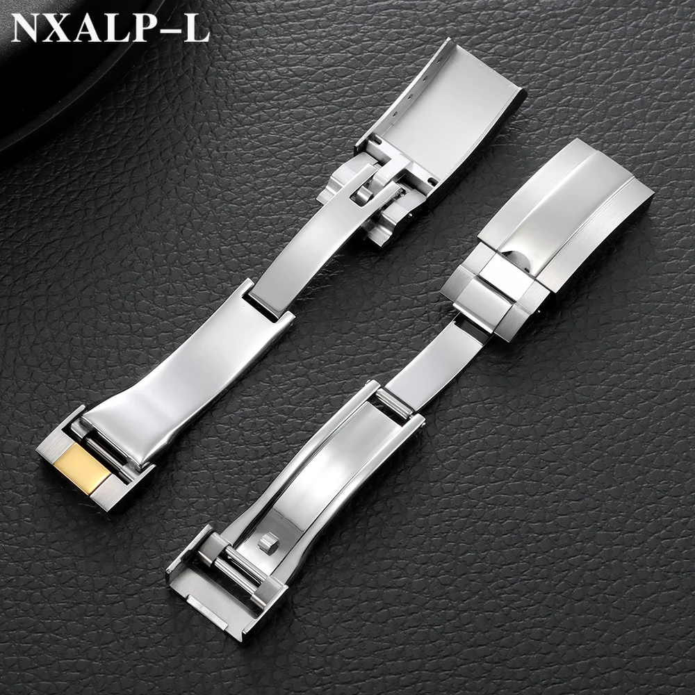 Fecho de pulseira de relógio de aço inoxidável, 9mm x 16mm, para rolex water ghost submariner gmt master daytona, botão, fivela de metal sólido 9mm x 18mm