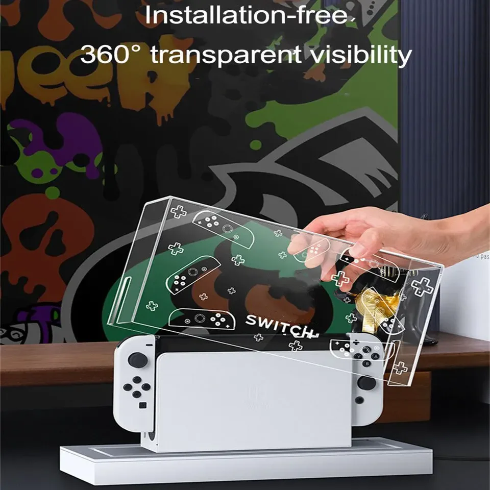 GAMINJA Dust Cover Base RGB per Nintendo Switch Oled Console Display acrilico Shell custodia protettiva accessori per giochi a LED