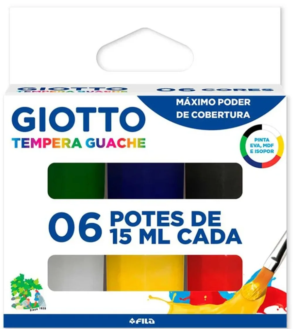 GIOTTO Tempera Guache Tinta Guache em Pote de 15ml 06 Cores