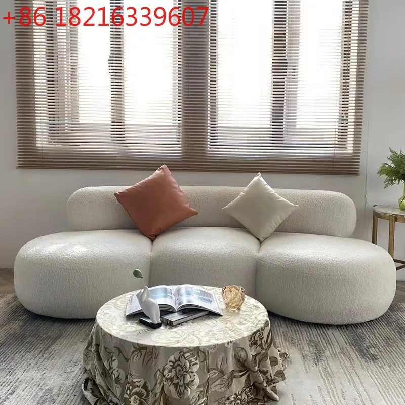 

Italian simple lambswool petal sofa small apartment living room special-shaped
