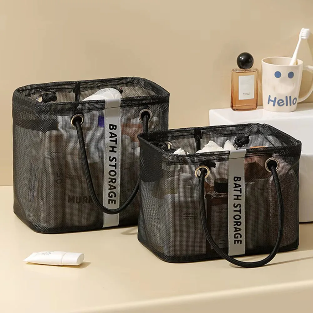 Collapsible Mesh Drain Basket Travel Toiletry Swimming Organizer Portable Clothes Underwear Organizer Bag Large Capacity Storage