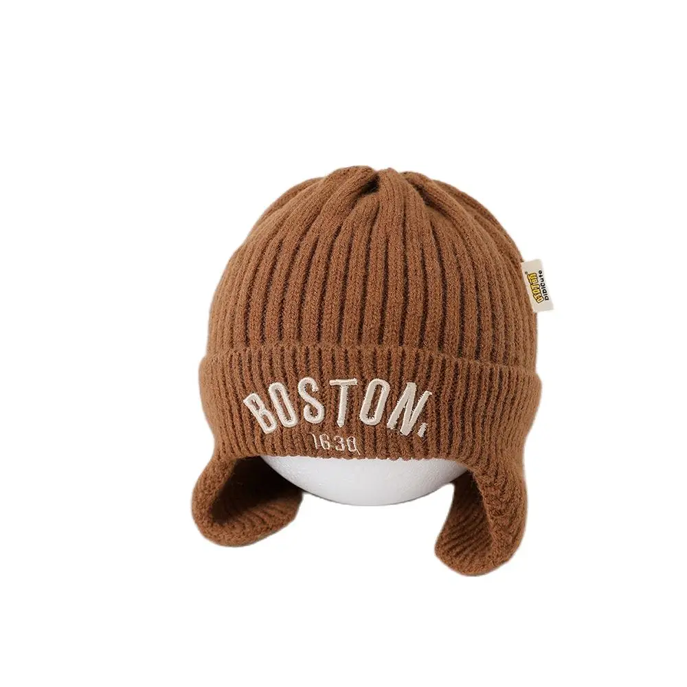 Doitbest Baby Kids Beanies Winter Hat BOSTON Letters Child Knit Beanie Crochet Hats Warm Boys Girls Accessories Earflap Caps