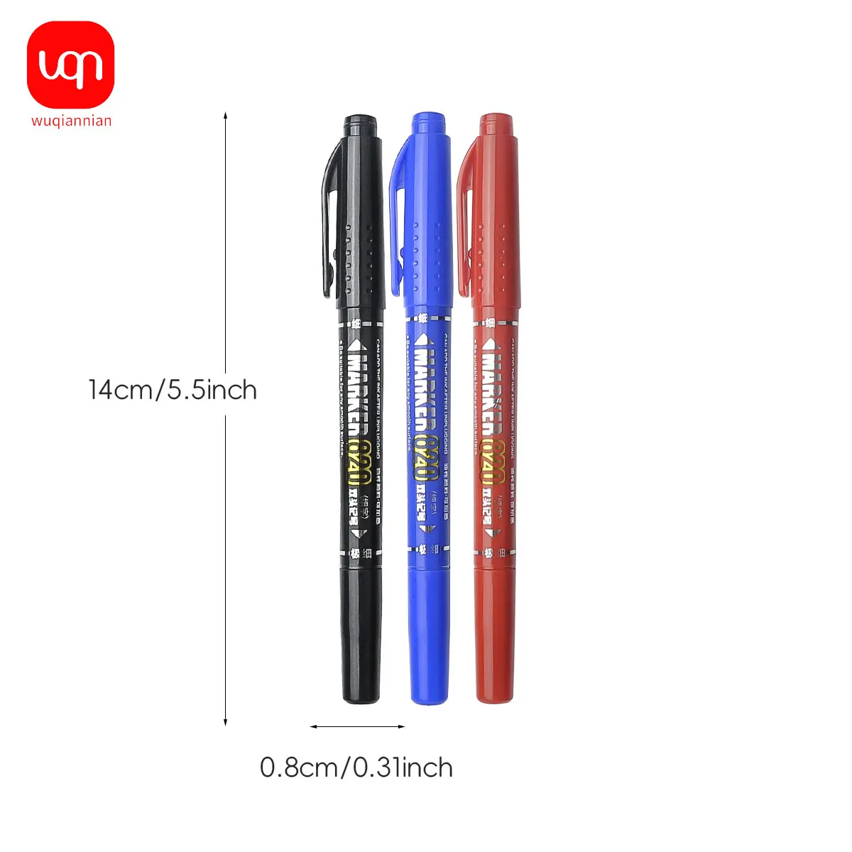 3/6Pcs Twin Tip Waterproof Permanent 0.5/1.0 mm Nib Fine Ultra-Fine Points Black Blue Red Ink Art Marker Pens Office Stationery