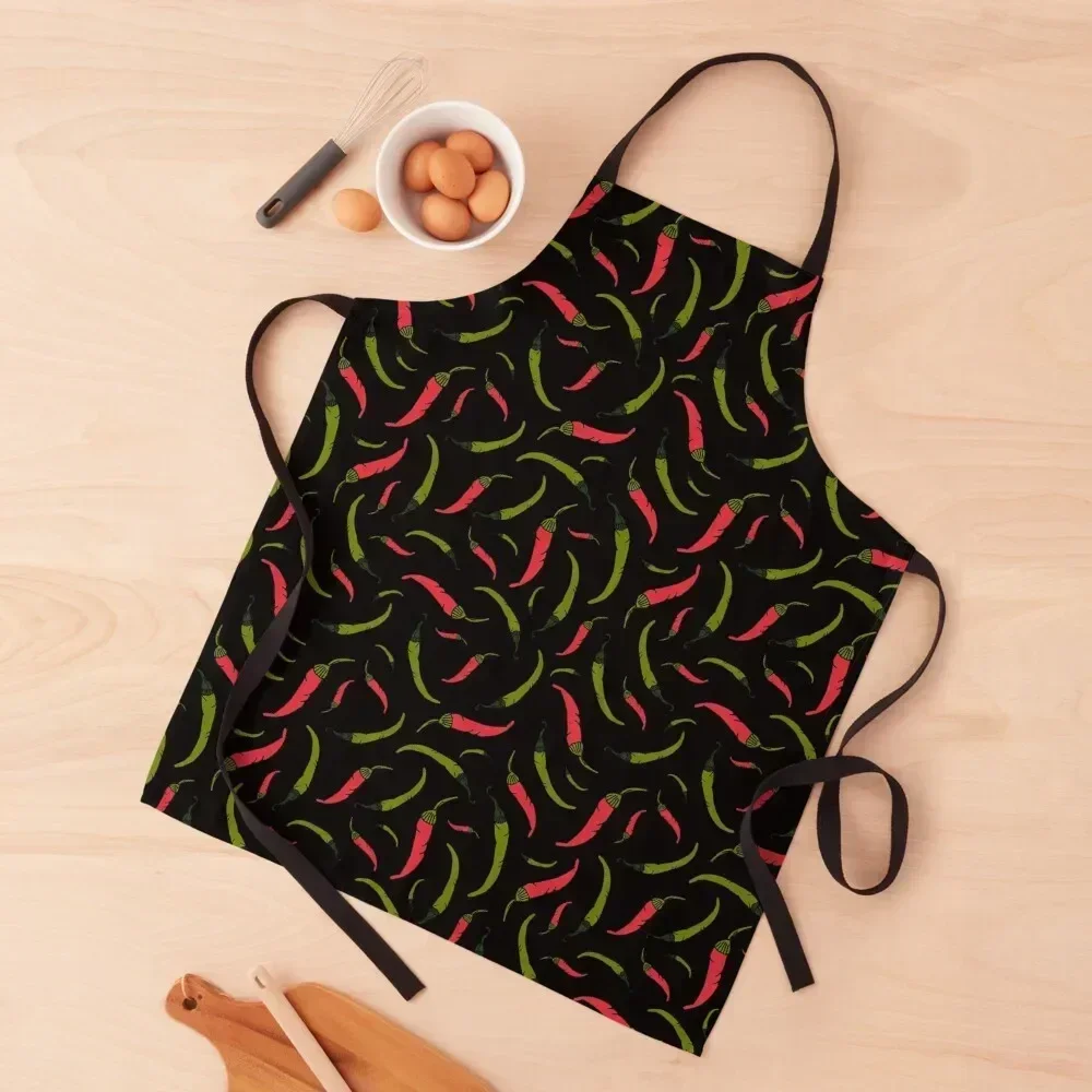 

Red and Green Chilli Peppers on Black Apron Kitchen Kitchen Apras For Women Kitchen Things For Home Supplies Apron