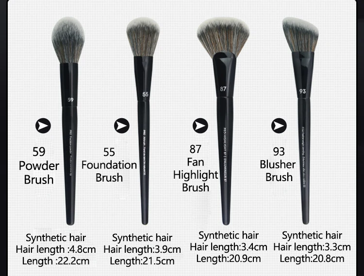 2pcs/set Pro Black Makeup Brushes Synthetic hair Powder Eye Shadow Smudge Highlight Foundation Airbrush Diffuser Make Up Brush