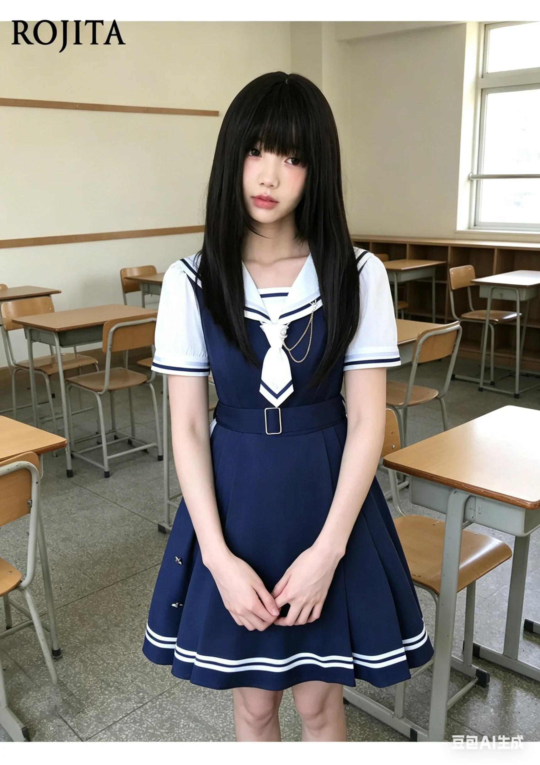 

Kawaii Navy Blue Sailor Collar Lolita OP Dress Tiered Ruffle Sweet Girl Summer Outfit Blue Spelling Short Dress for Women