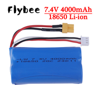 18650 7.4V 4000mAh 2S Li-ion Battery with XT30 plug for Radio master TX16S TX12 Radio Transmitter and RC Cars Trucks Boats Parts