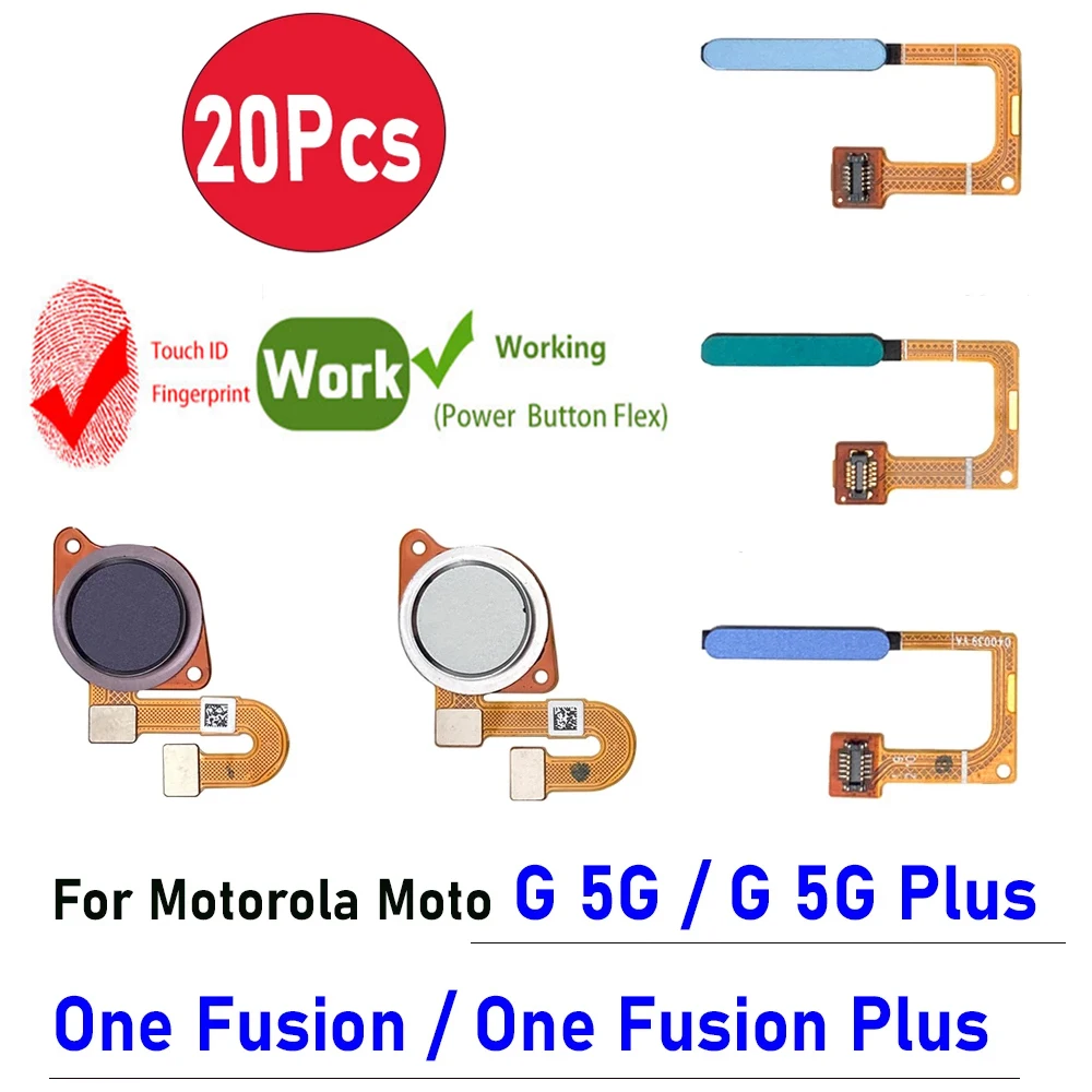 

20Pcs，Tested Fingerprint Home Button Connection Sensor Scanner Touch ID Flex Cable Ribbon For Motorola Moto One Fusion Plus G 5G