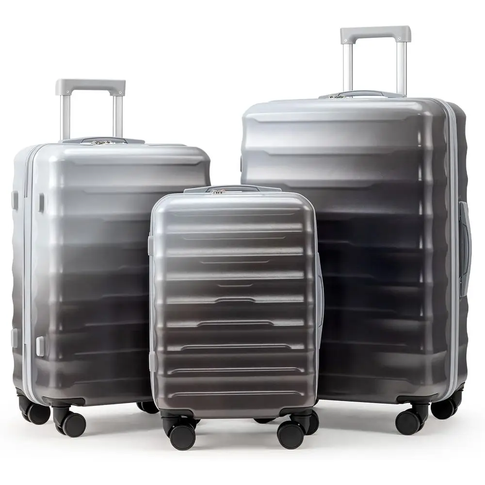 

3-Piece Multicolor Hardshell Luggage Set with TSA Lock & Spinner Wheels, Durable Carry-On for Men & Women Travel (Gradient Grey)