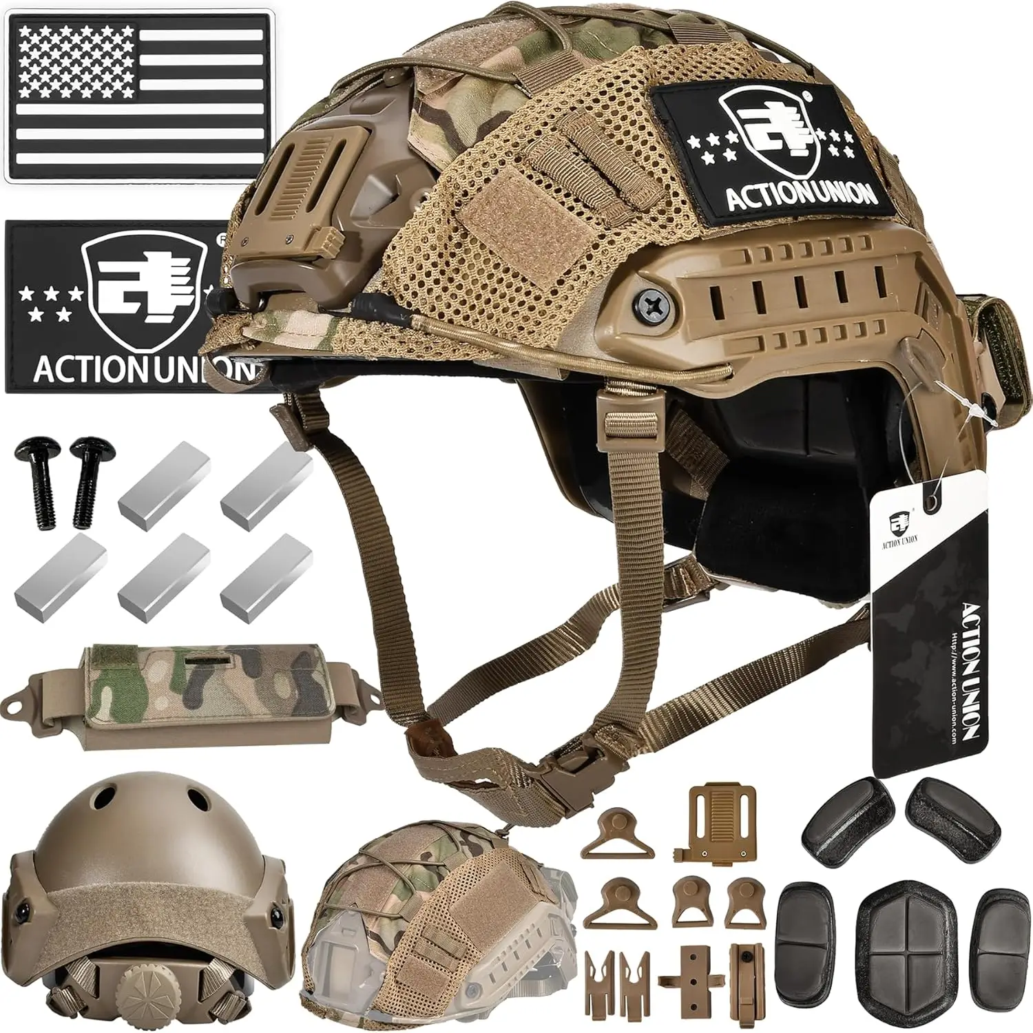 

Pro Tactical Airsoft Helmet Set with Adjustable Fit, Lightweight ABS for Paintball & Outdoor Activities