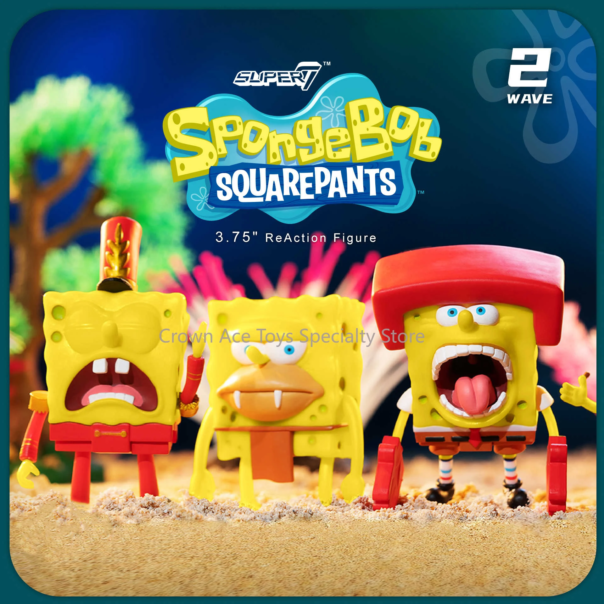 In Stock Super7 SpongeBob SquarePants Series 2 Hanging Card 3.75in Premium Collectible Action Figure Trendy Collectible Toy Gift