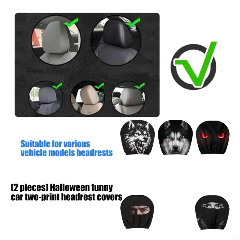 Car Cover Double Sided Print Headrest Cover Protectors Machine Washable