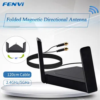 كابل هوائي FENVI ثنائي النطاق ، G/5GHz لمحول WiFi لسطح المكتب pci-e ، RP SMA ، هوائي مغناطيسي دوار خارجي لجهاز التوجيه AX210