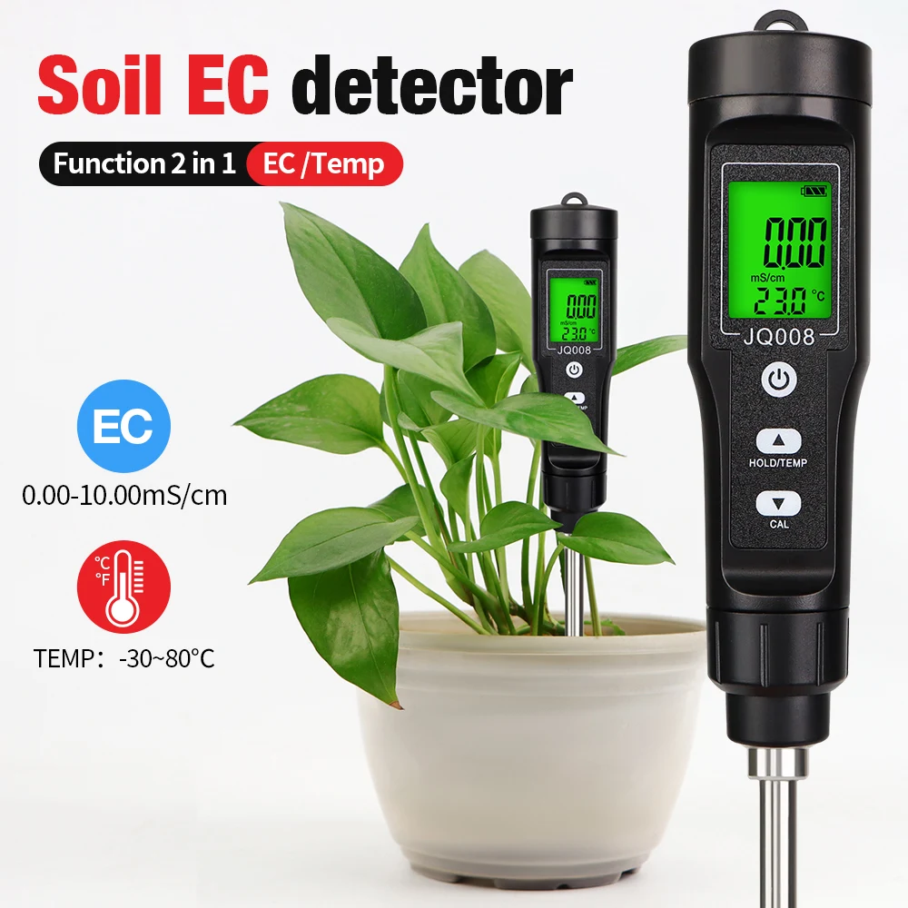 

Digital EC/Temperature Soil Tester Meter LCD Automatic Temperature Compensation Soil Analyzer for Farm Garden Planting