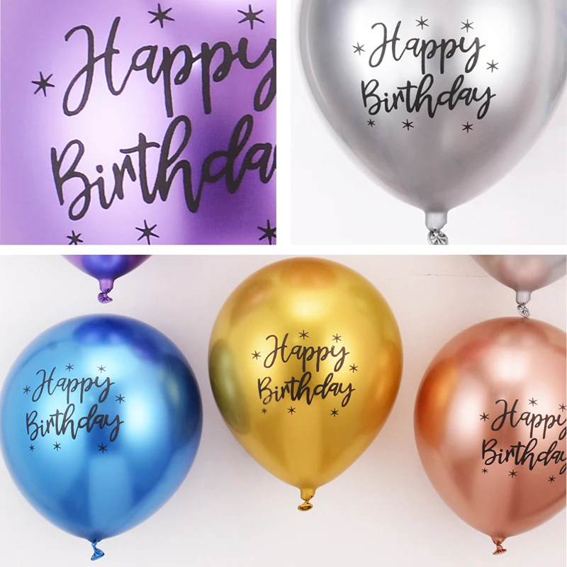 10/20/30Pc Gold Silver Blue Balloon Chrome Metal Ball Latex Balloon Color Happy Birthday Decoration Party Decor Helium Globos