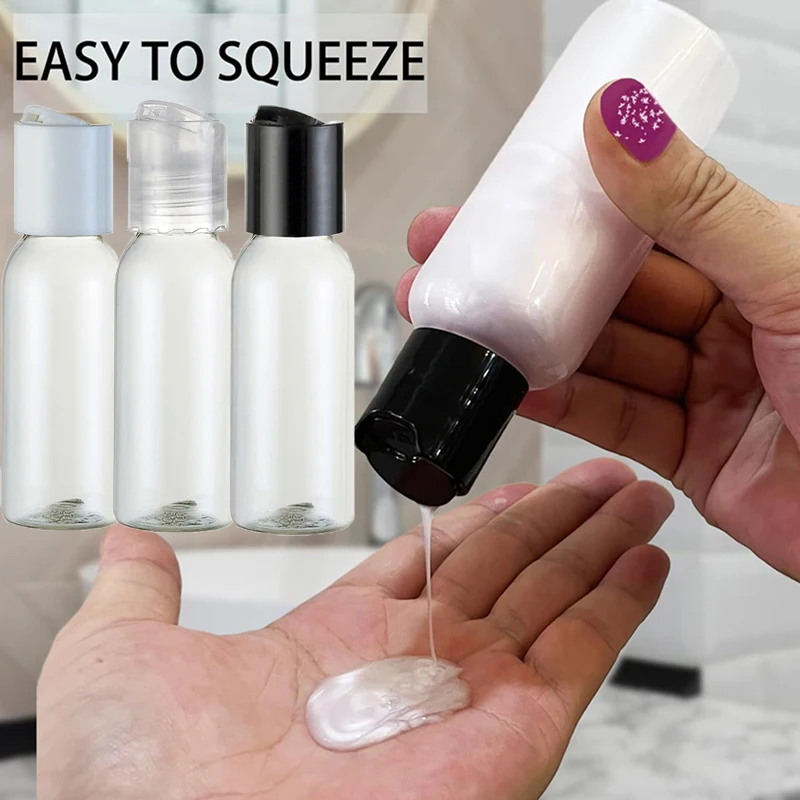 10Pcs 30-100ml Empty Clear Lotion Shampoo Plastic Bottles With Flip Cap Portable Travel Refillable Cosmetics Containers