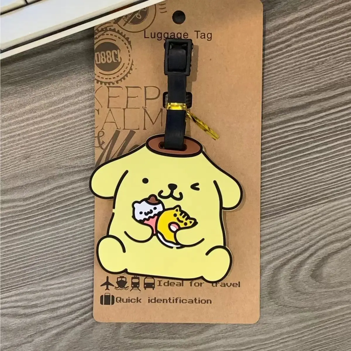 Etiqueta de equipaje de dibujos animados de Sanrio, etiqueta portátil de PVC de Kuromi Cinnamoroll Hangyodon, accesorios de viaje