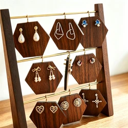 Earrings Storage Rack Walnut Wishing Brand Earrings Jewelry Stall Live Display Shooting Props Jewelry Display Holder