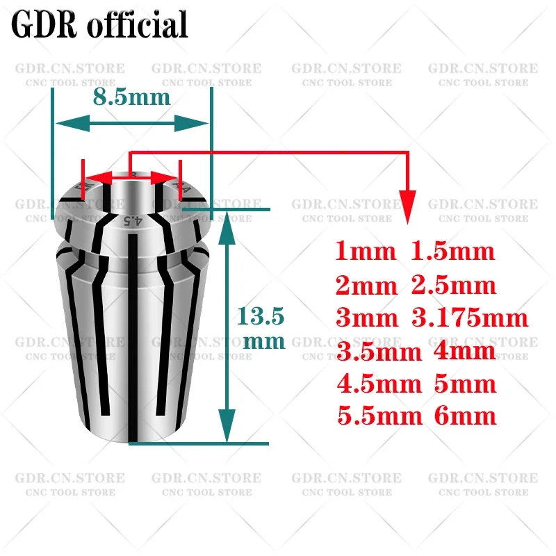 ER-Spannzange ER8-Spannzange ER8-Spannzange ER8-Spannzangen-Set 1mm 2mm 3mm 4mm 5mm 3,175mm 6mm AA UP Spannzange ER-Spannzange – Detail 4