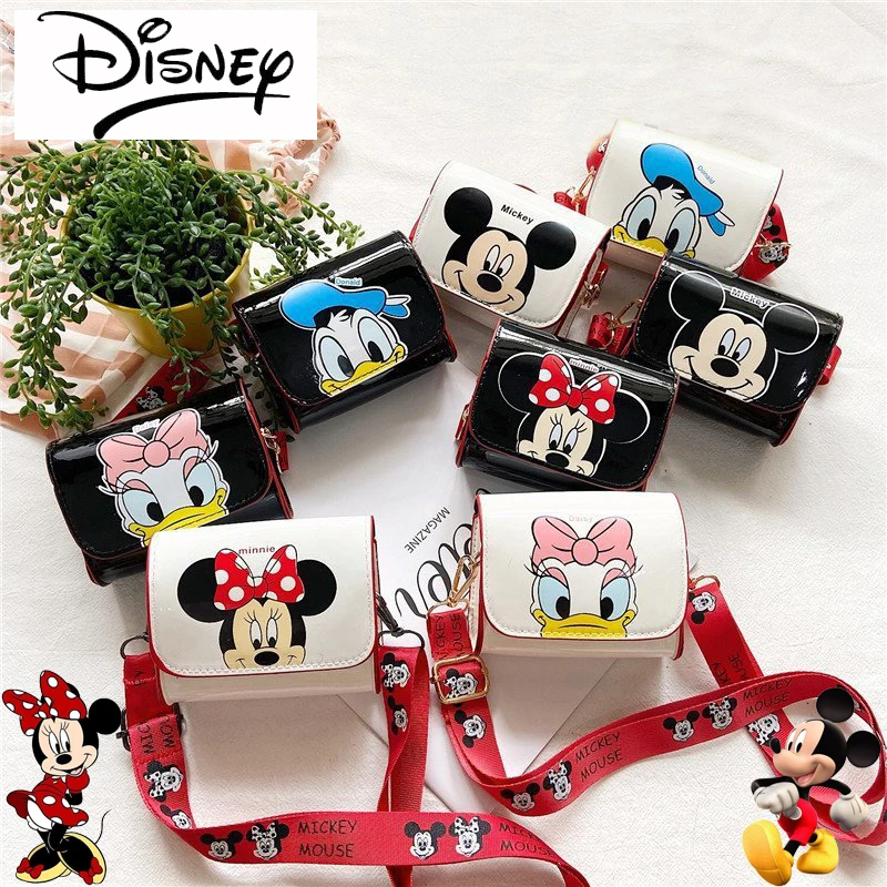 

Disney Mickey Mouse Minnie PU Printed Bag Mini Shoulder Bag Anime Cartoon Children Accessories Girls Messenger Bag Birthday Gift